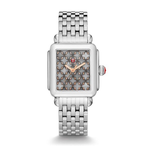 Michele Accessories - Michele Signature Deco Steel Mosiac Dial, Stainless Steel on Bracelet.